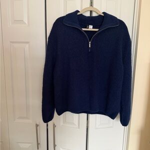 Womens's Quarter-Zip Knit Sweater - Royal Blue